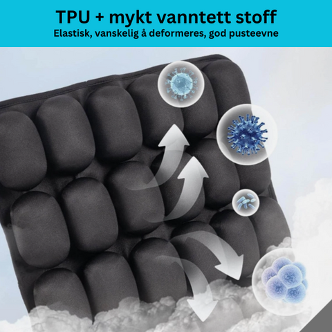 KomfortSitte™ – Avlaster rygg og halebein ved lange reiser og stillesitting