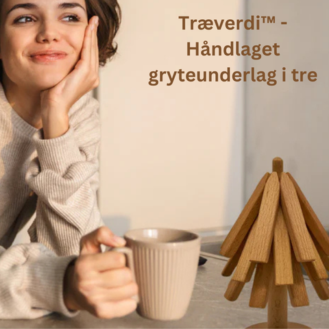 Træverdi™ - Håndlaget gryteunderlag i tre (3 stk gryteunderlag)